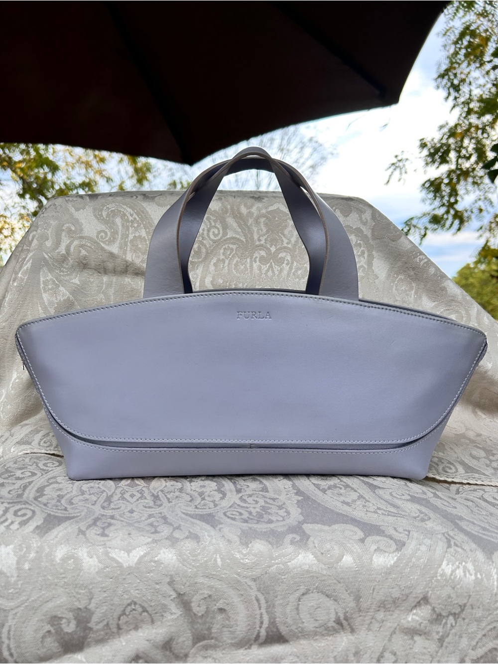 Furla Lavender Leather Shoulder baguette Bag